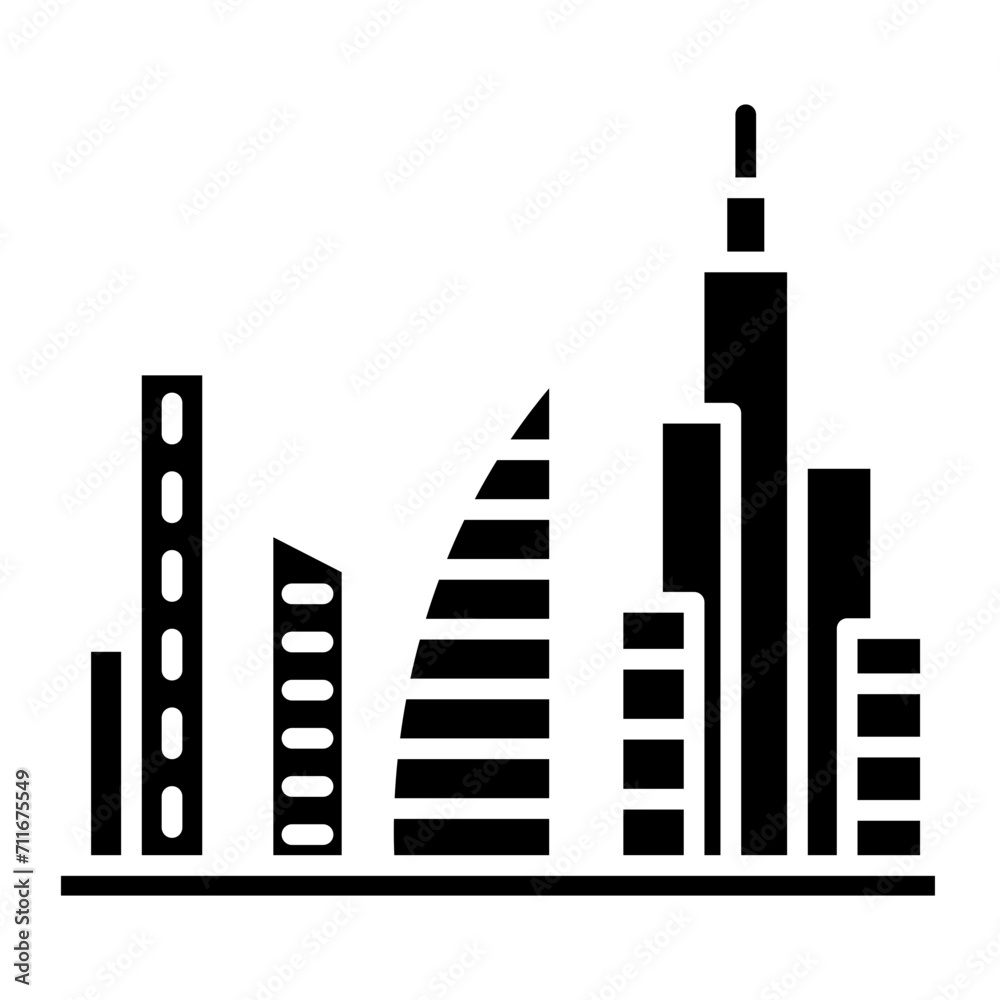 Skyline icon vector image. Can be used for Dubai.