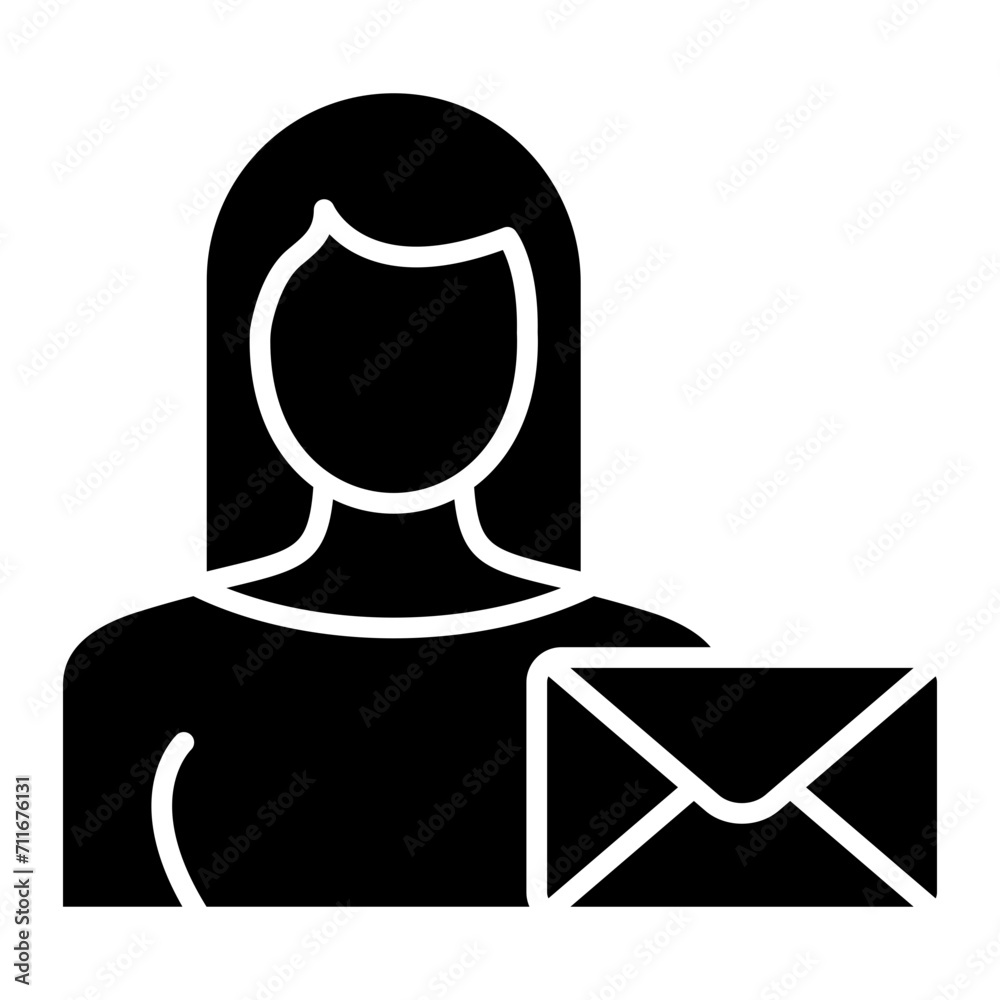 Woman with Envelope icon vector image. Can be used for Housekeeping. Woman with Envelope icon vector image. Can be used for Housekeeping.