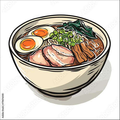 ramen in bowl illustration vector 