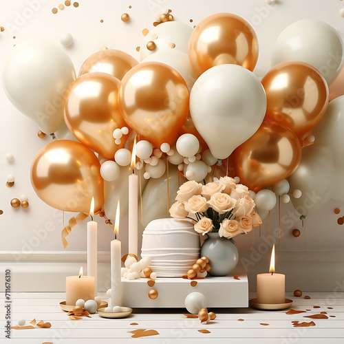 Elegant colourful balloons on white background, Birthday festival