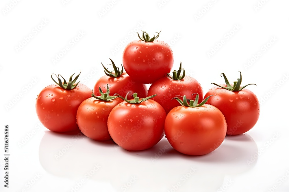 Tomatoes with water drops isolated on white background Tomatoes with water drops isolated on white background