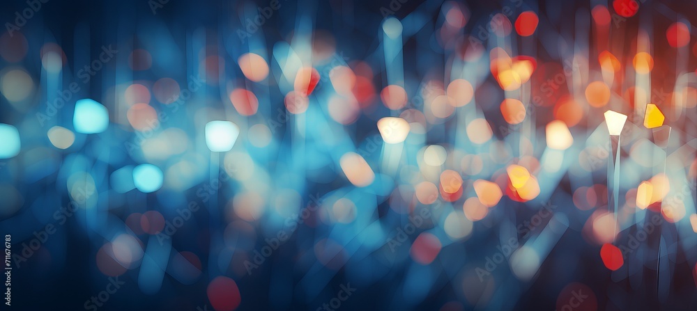 Futuristic bokeh background with high tech geometric shapes in a tech inspired color palette - obrazy, fototapety, plakaty 