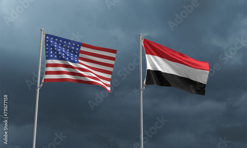 Flag usa united state of america yeman palestine hamas country national flag waving war conflict solder army battle force engaving culture government weapon military rain black dark silhouette fight photo