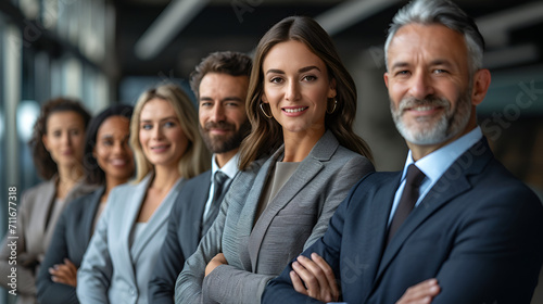 Portrait of a successful group of business people at a modern office . generative ai