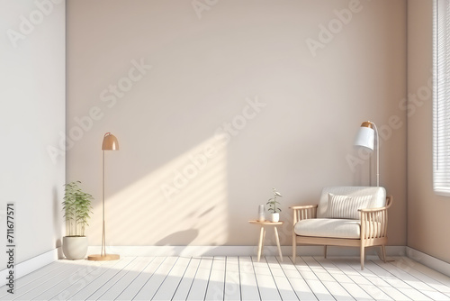 Empty interior room modern  white minimalist. 3d render illustration.