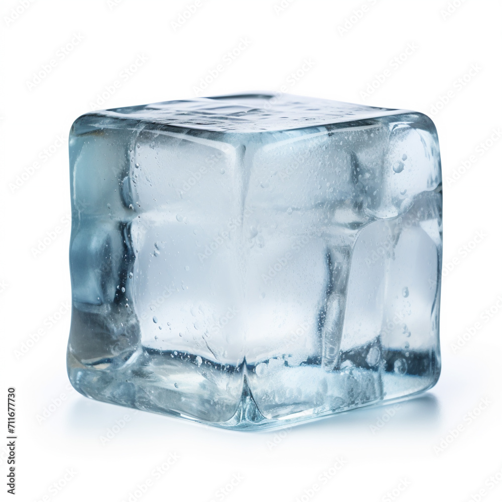 Obraz premium One crystal clear ice cube, AI Generative.
