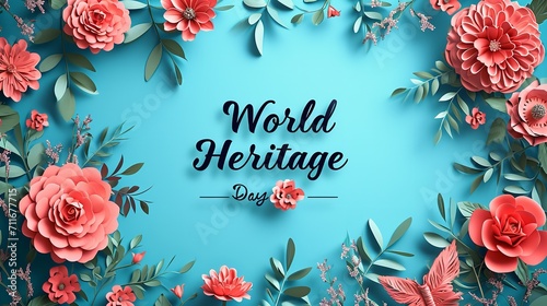 A banner for World Heritage Day with the idea written in the center, Generative AI.