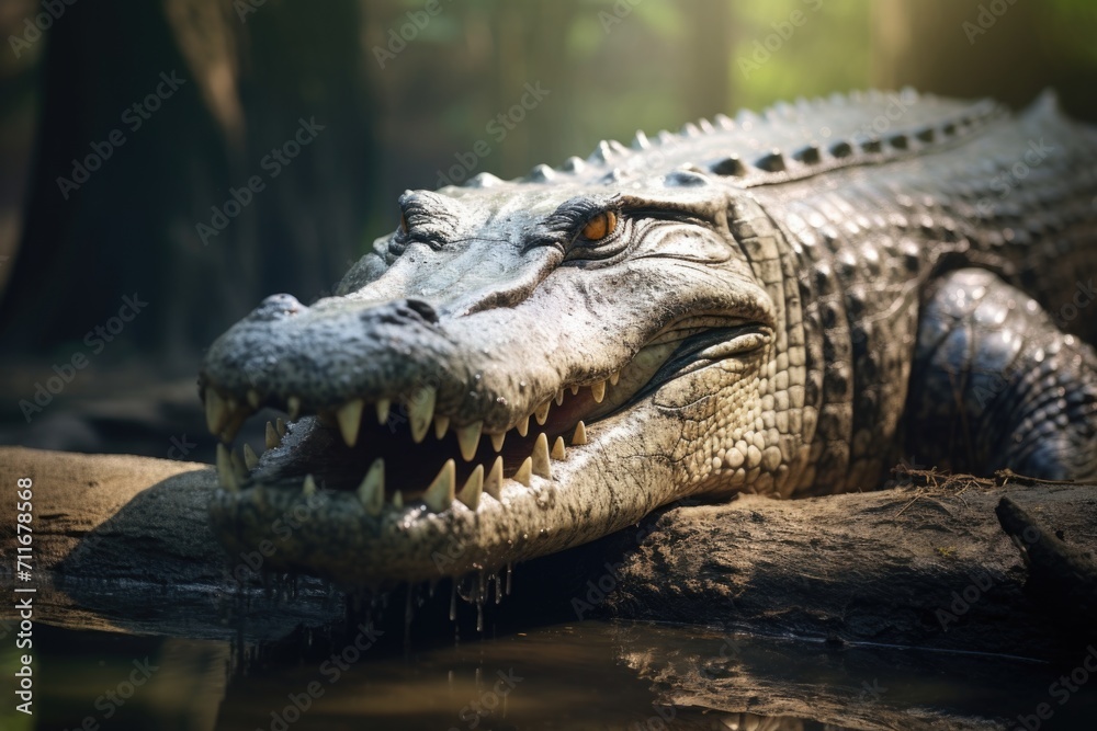 Obraz premium American Crocodile resting at Belgrade Zoo