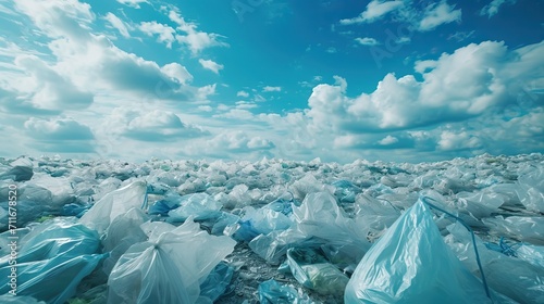 Plastic waste in landfills has been sorted and ready to be recycled. AI generated illustration
