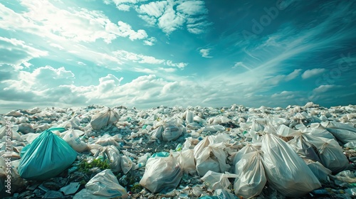 Plastic waste in landfills has been sorted and ready to be recycled. AI generated illustration photo