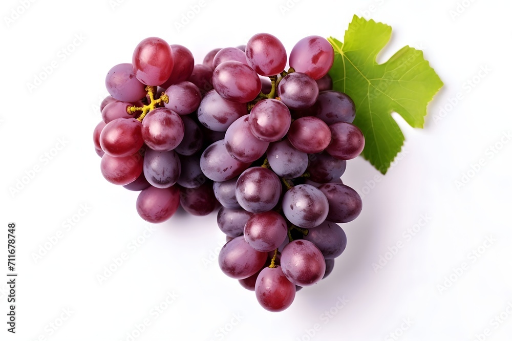 Red grape on white background