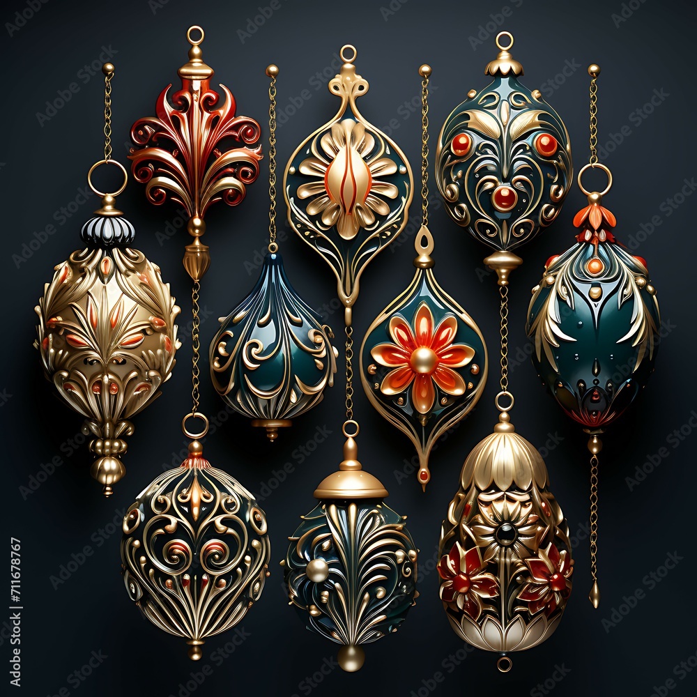 Collection of Decorated in Different Styles to Celebrate and Ornament