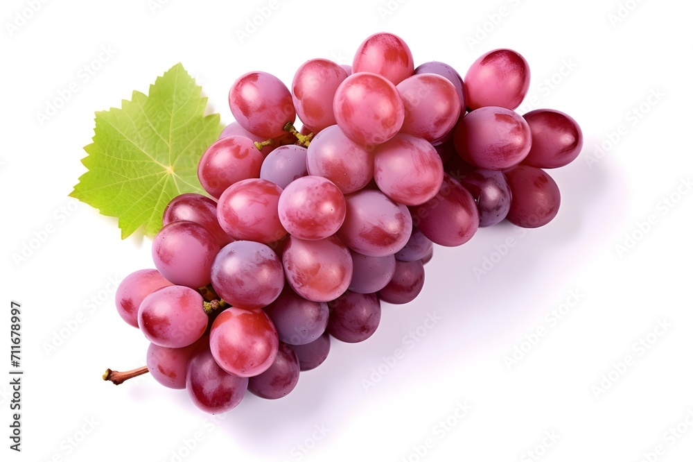 Red grape bunch and leaf isolated on white background Red grape bunch and leaf isolated on white background