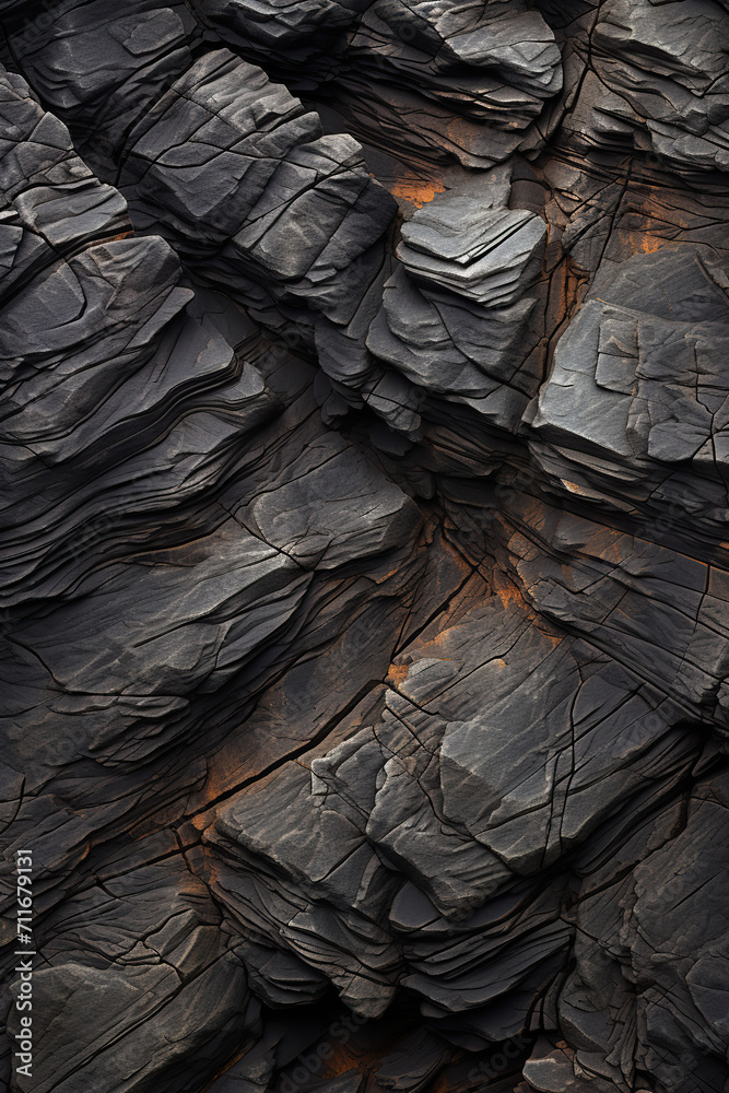 Black volcanic rock close up. Natural background and texture for design.