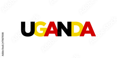Uganda emblem. The design features a geometric style, vector illustration with bold typography in a modern font. The graphic slogan lettering.