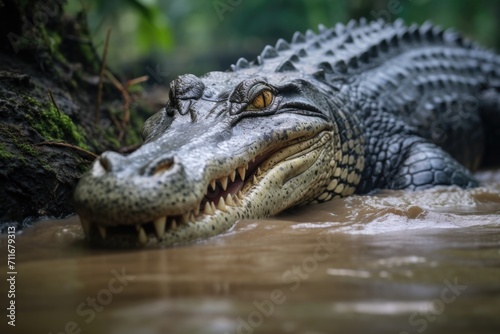 Australian crocodile in Daintree River  Queensland