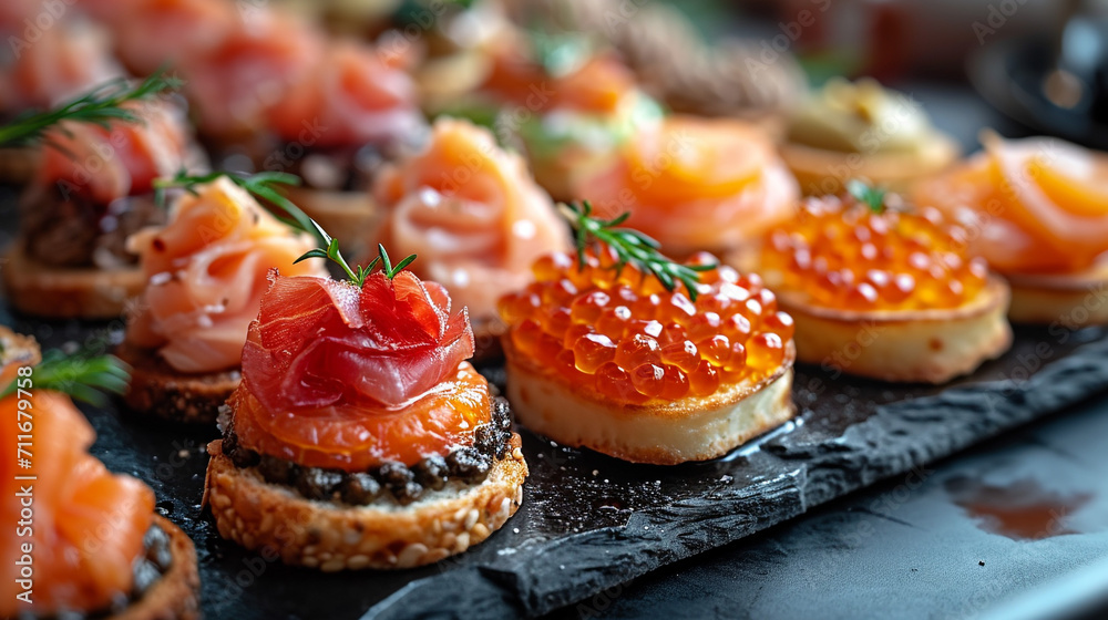 Mini canapes, snacks, and appetizers. Seafood, delicacies, restaurants, and special events. Mini canapes, snacks, and appetizers. Seafood, delicacies, restaurants, and special events.