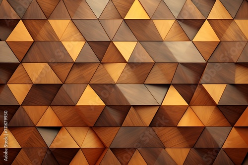 3d illustrated wooden triangles on a background