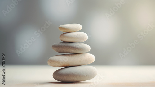 Smooth stones stacked in balance, tranquility and meditation. Zen background