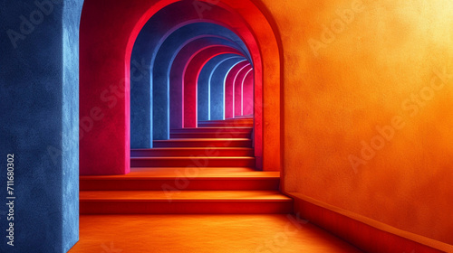 Colorful Archway Corridor 