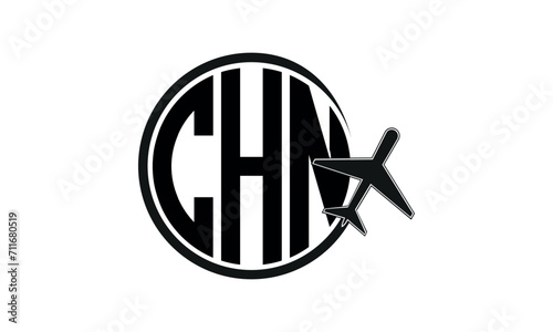 CHN three initial letter circle tour & travel agency logo design vector template. hajj Umrah agency, abstract, wordmark, business, monogram, minimalist, brand, company, flat, tourism agency, tourist