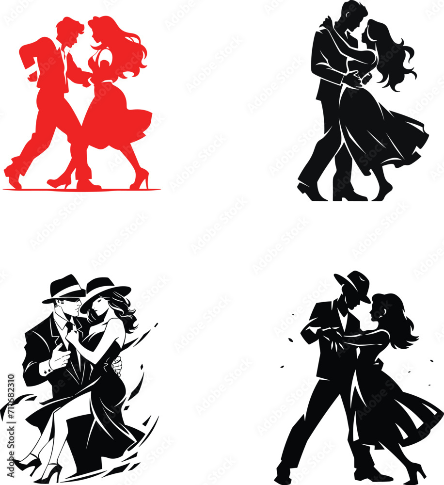 vector hand drawn dancing silhouette or dancing icon