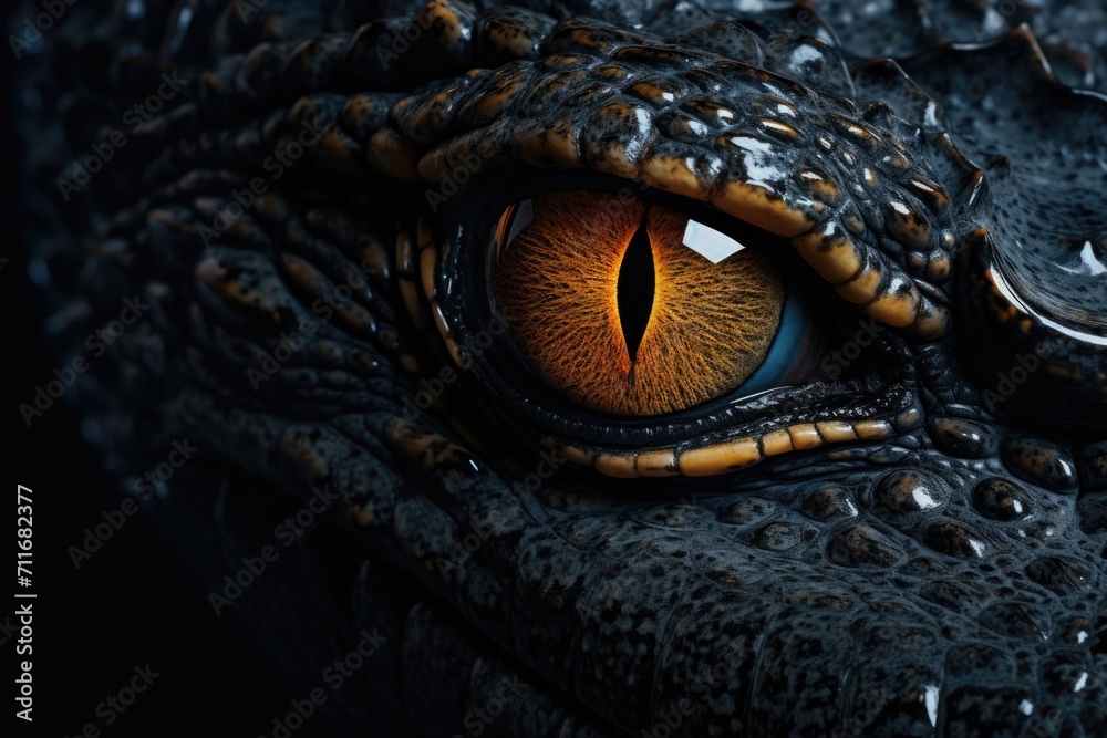 Crocodile portrait on black background Crocodile portrait on black background