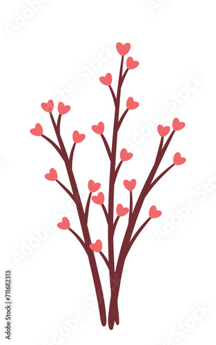 Heart flower drawing vector illustration for valentine element decoration