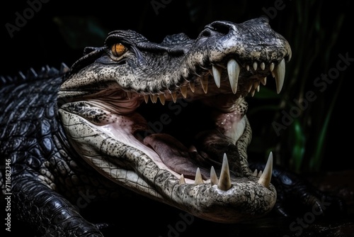 Crocodile in action with open mouth on white background. © darshika