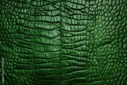 Green crocodile skin texture, closeup view photo
