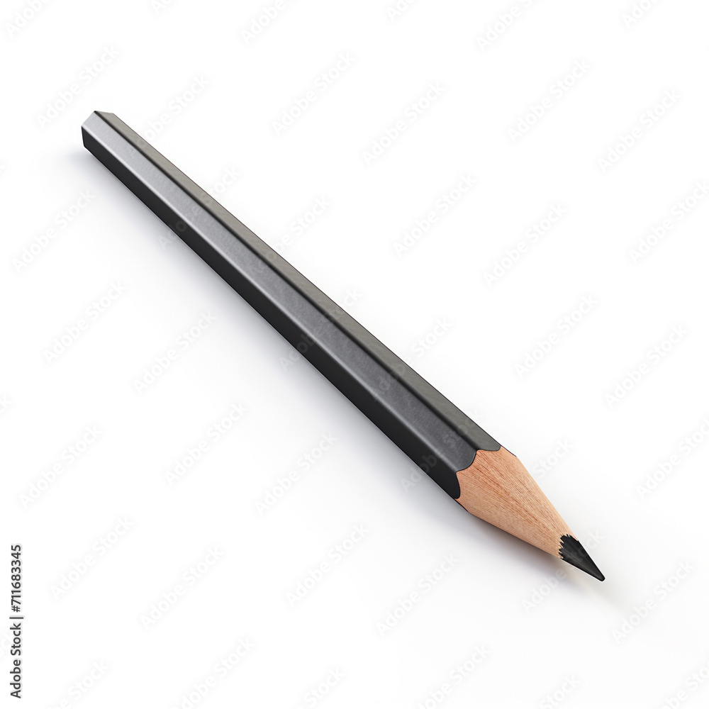 Short graphite pencil with eraser isolated on white. AI Generative. Short graphite pencil with eraser isolated on white. AI Generative.