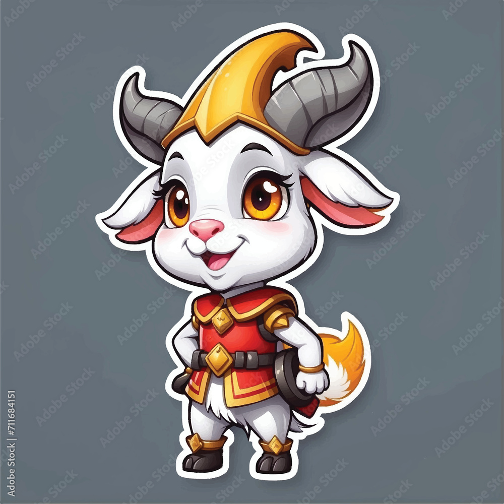 cute cartoon sticker of the goat knight
