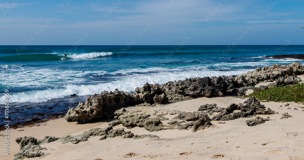 Scenic view of a sandy beach against the sea beach in Koggala, Sri Lanka