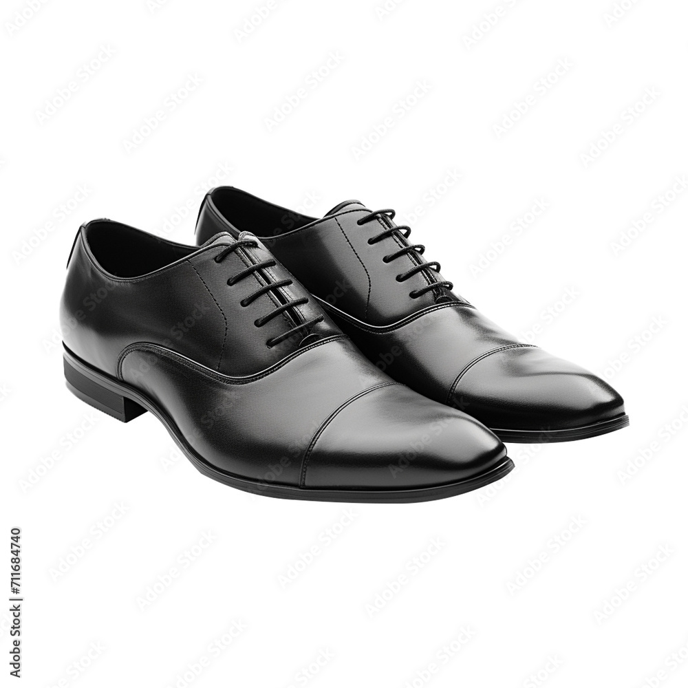 Elegant black leather shoes on transparent background Elegant black leather shoes on transparent background
