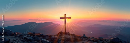 Sacred Cross: Sunset Silhouette in the Mountains