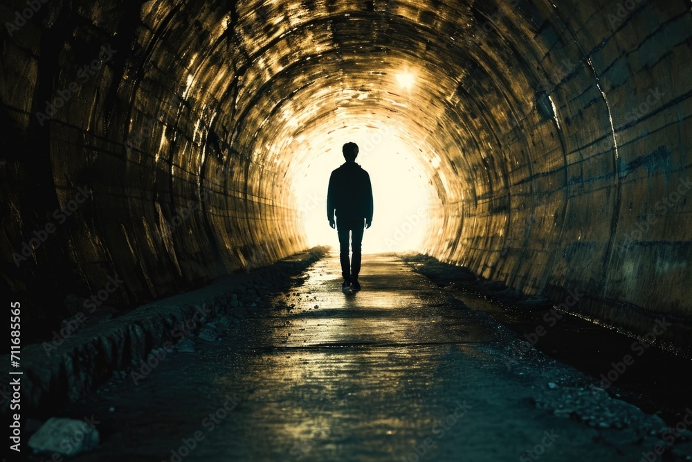 Hopeful Silhouette: Finding Light at the End of the Abandoned Tunnel