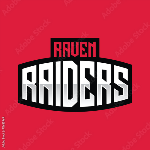 Raven raiders Sports  and esports text logo design, text effect editable premium vector