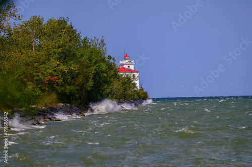 Fairport Harbor West Breakwater Lighthouse on Lake Erie, near Painesville, Ohio.