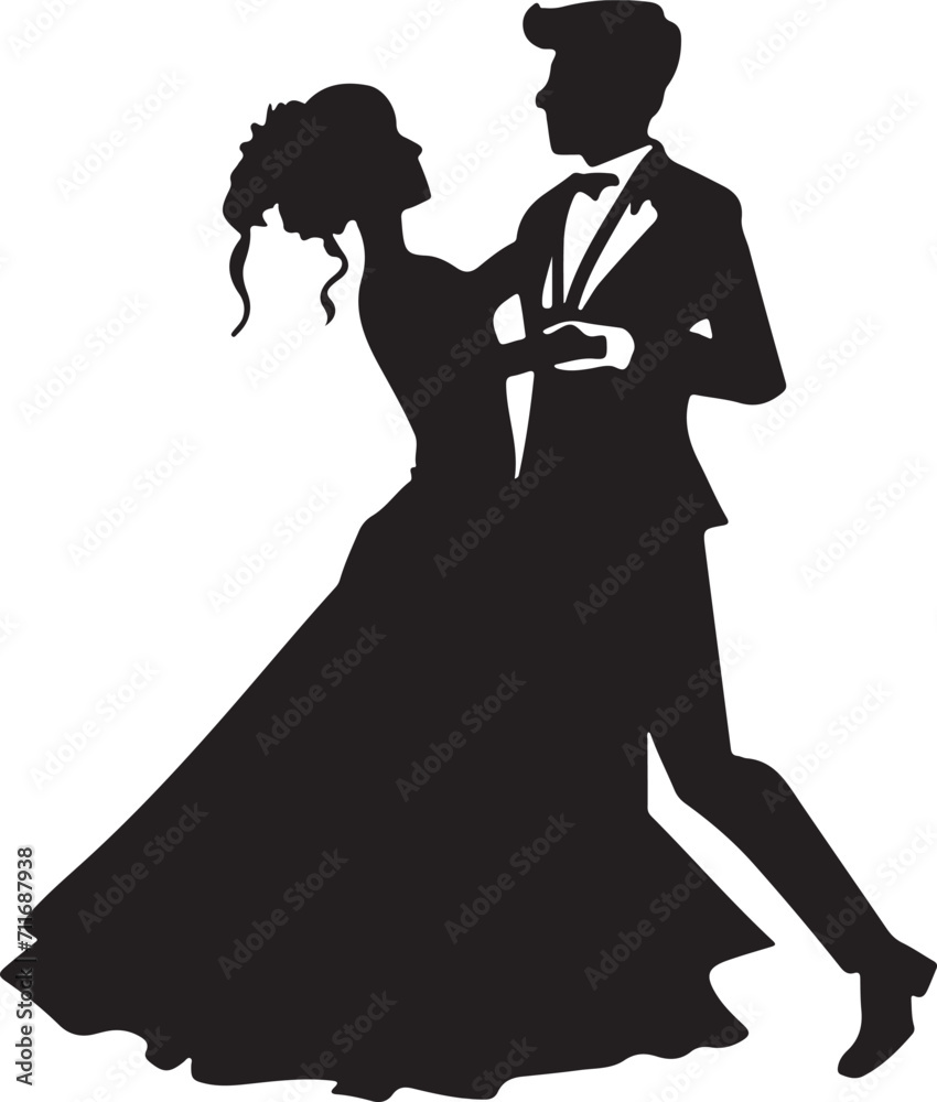 custom made wallpaper toronto digitalRomantic Lovers Couple dancing romantically silhouette Illustration line art Design