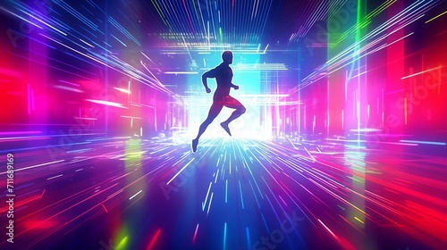 Athlete Runner Running on Road Illustration. Sport poster concept. © Voysla