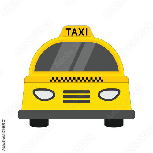 A yellow taxi. Online taxi service in a mobile application with a yellow taxi. The concept of a taxi ordering service.