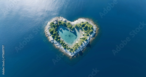 heart shaped island, ai generated.