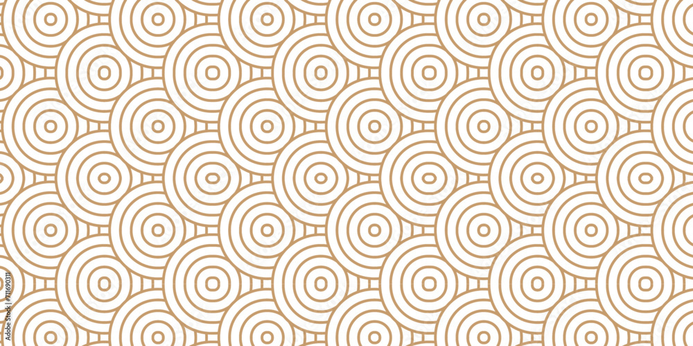 Modern diamond geometric waves spiral pattern and abstract circle wave lines. brown seamless tile stripe geomatics overlapping create retro square line backdrop pattern background. Overlapping Patter