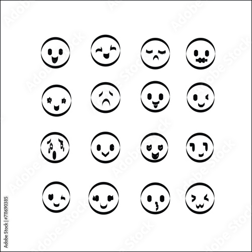 Emojis faces icon in hand drawn style. Doddle emoticons . Happy and sad face sign business concept.