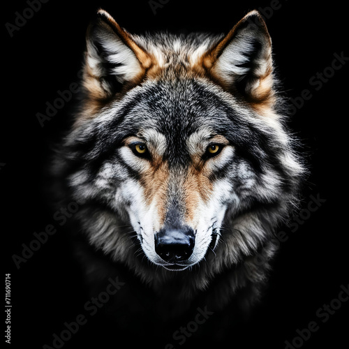 a gray wolf  a forest predator. artificial intelligence generator  AI  neural network image. background for the design.