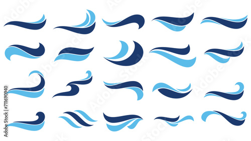 Set Blue Swoosh icon logo design vector template illustration in trendy style, vector eps 10.