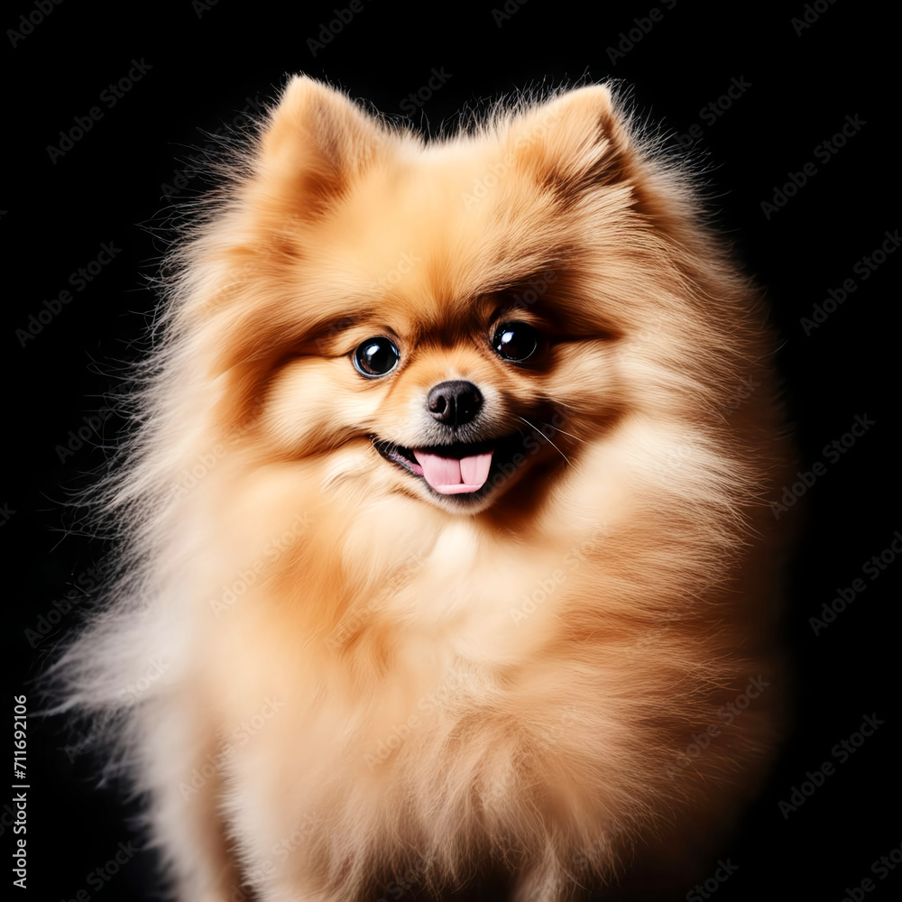 cute little pet dog, Pomeranian, pet. artificial intelligence generator, AI, neural network image. background for the design.