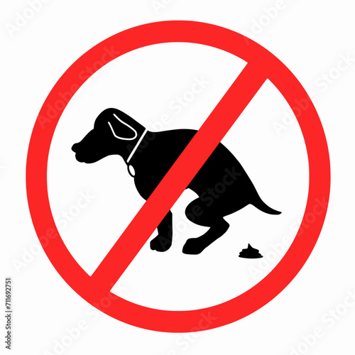 No dog pooping sign, Dog Shitting is not allowed isolated on white background, Vector illustration design.