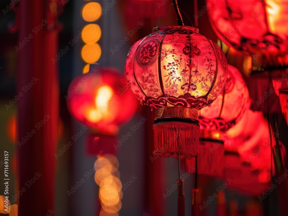 Red Chinese lantern new year background