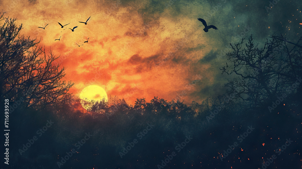 Tawny Twilight: A Tawny Background with Dusky Skies and Silhouetted Trees, Conjuring a Sense of Mystery Tawny Twilight: A Tawny Background with Dusky Skies and Silhouetted Trees, Conjuring a Sense of Mystery